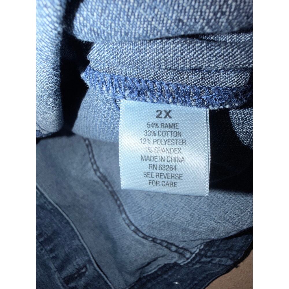 Vintage Dressbarn plus size 2X blue jean denim jacket cotton ramie blend stretch - Picture 7 of 8